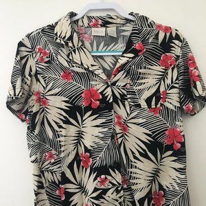 Vintage Floral Button Up Tee Shirt